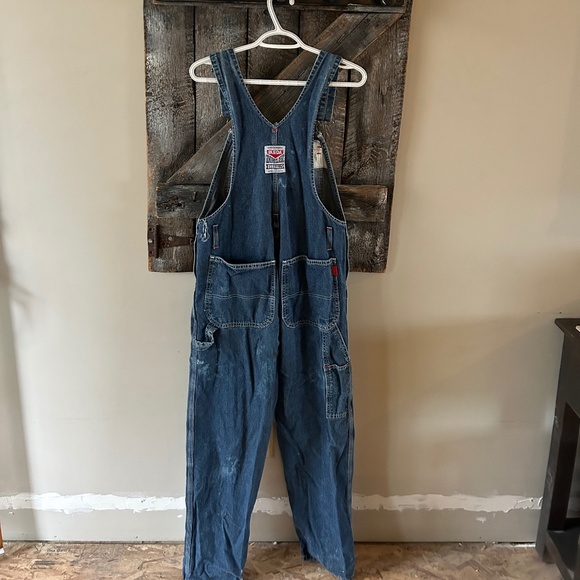 Women's Vintage IKEDA Medium Blue Denim Overalls w/Distressing & Wear - Picture 2 of 11